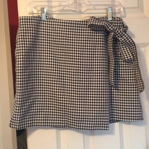 Black and white gingham wrap skirt with tie